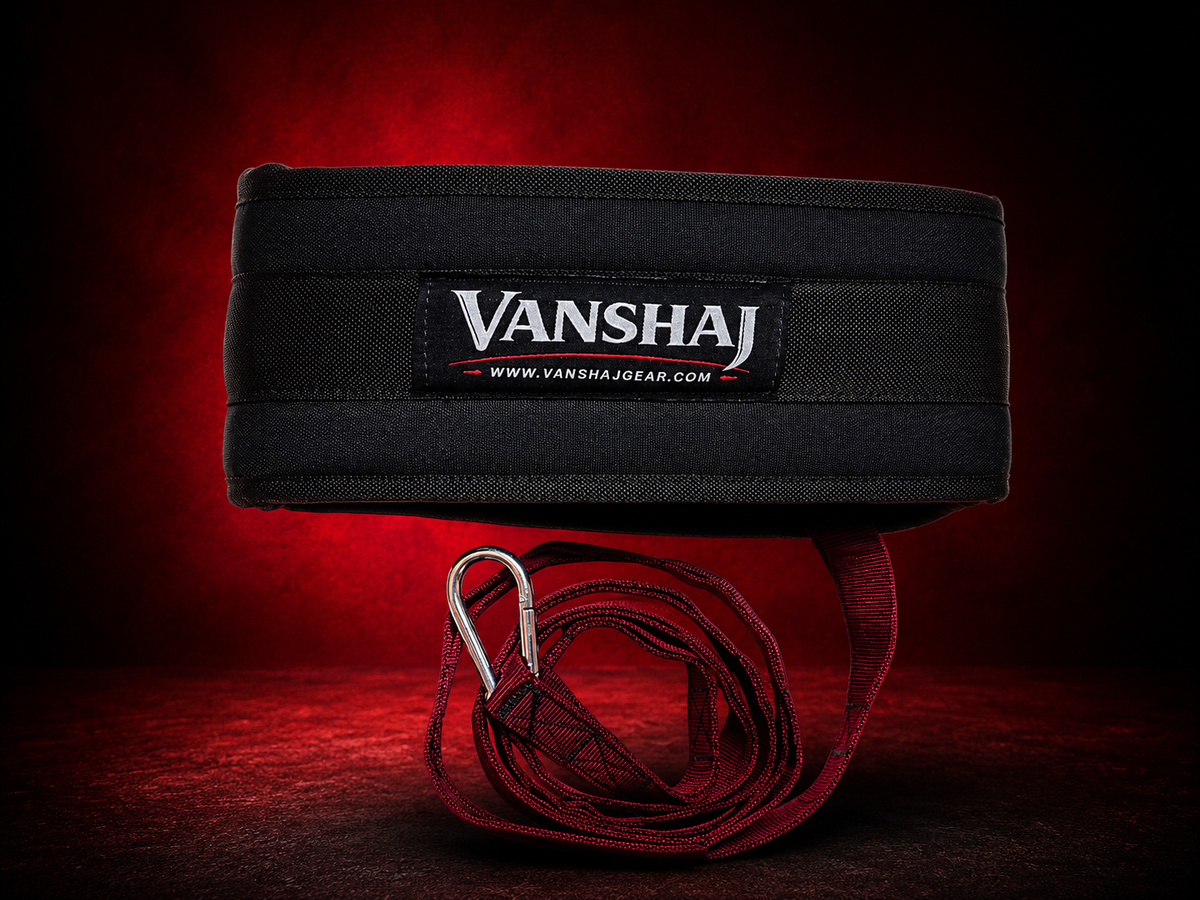VANSHAJ Gear Premium Weighted Dip Belt with Daisy Chain & 3 Carabiners | 10mm Padded Belt for Dips, Pull-Ups & Calisthenics