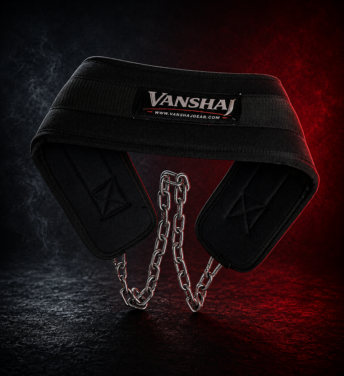 Vanshaj Heavy Duty Dip Belt with 2 Ft Steel Chain & Carabiners | 10 MM Thick Padding | 500 KG+ Capacity Per Side | Weighted Dips, Pull-Ups, Chin-Ups & Strength Training