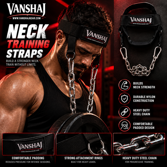 Vanshaj Gear Neck Training Strap with 2 Carabiners & 28-Inch Steel Chain