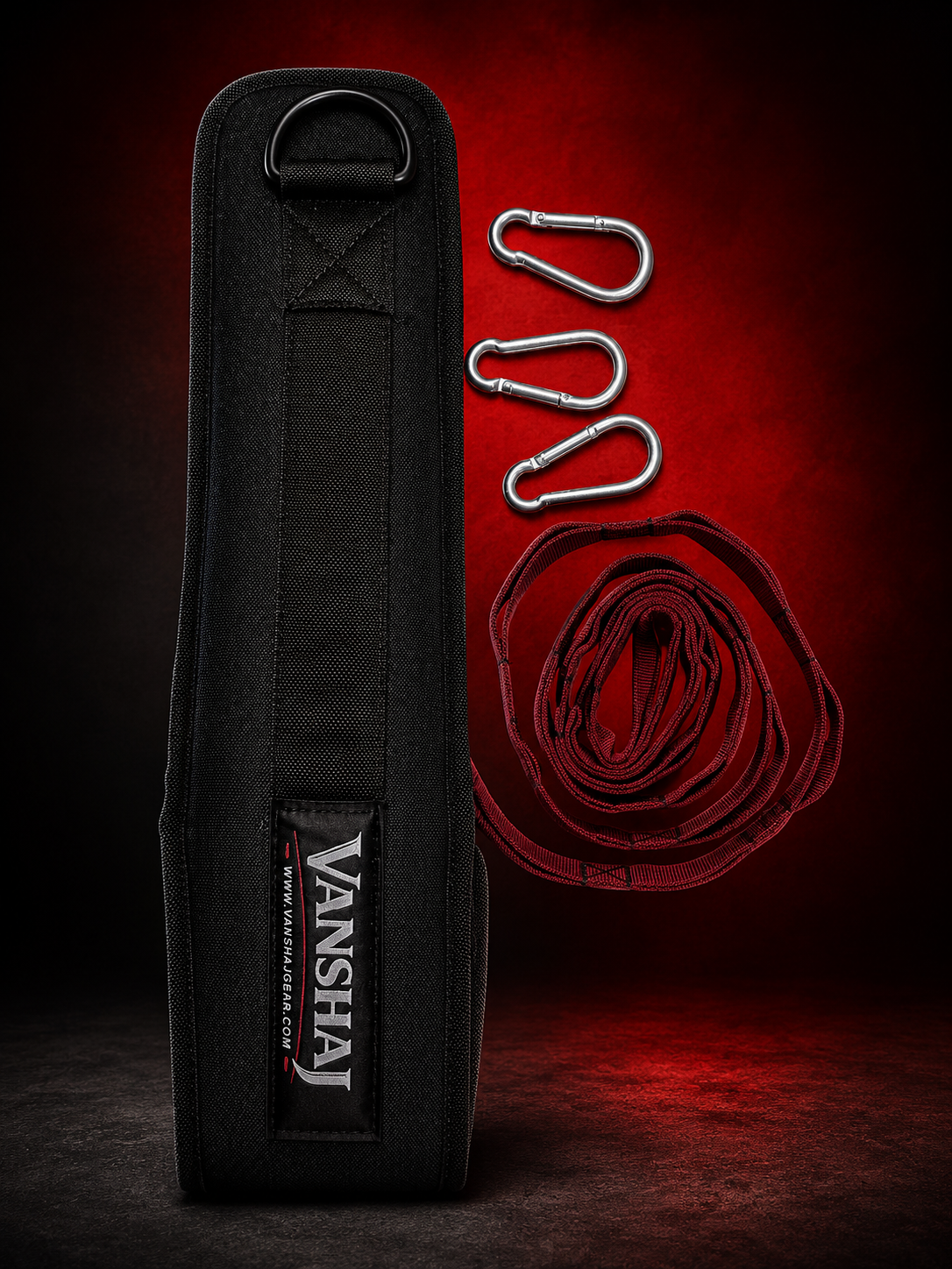 VANSHAJ Gear Premium Weighted Dip Belt with Daisy Chain & 3 Carabiners | 10mm Padded Belt for Dips, Pull-Ups & Calisthenics