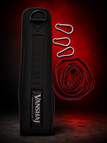 VANSHAJ Gear Premium Weighted Dip Belt with Daisy Chain & 3 Carabiners | 10mm Padded Belt for Dips, Pull-Ups & Calisthenics