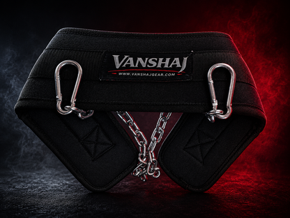 Vanshaj Heavy Duty Dip Belt with 2 Ft Steel Chain & Carabiners | 10 MM Thick Padding | 500 KG+ Capacity Per Side | Weighted Dips, Pull-Ups, Chin-Ups & Strength Training