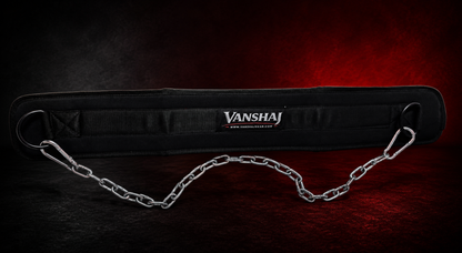 Vanshaj Heavy Duty Dip Belt with 2 Ft Steel Chain & Carabiners | 10 MM Thick Padding | 500 KG+ Capacity Per Side | Weighted Dips, Pull-Ups, Chin-Ups & Strength Training