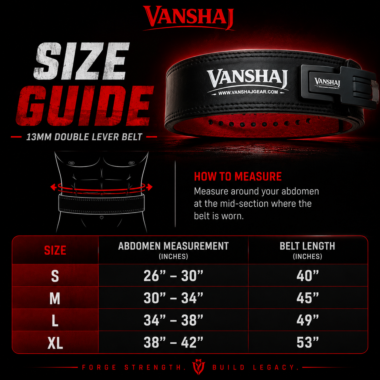 Vanshaj 13MM Double Lever Powerlifting Belt